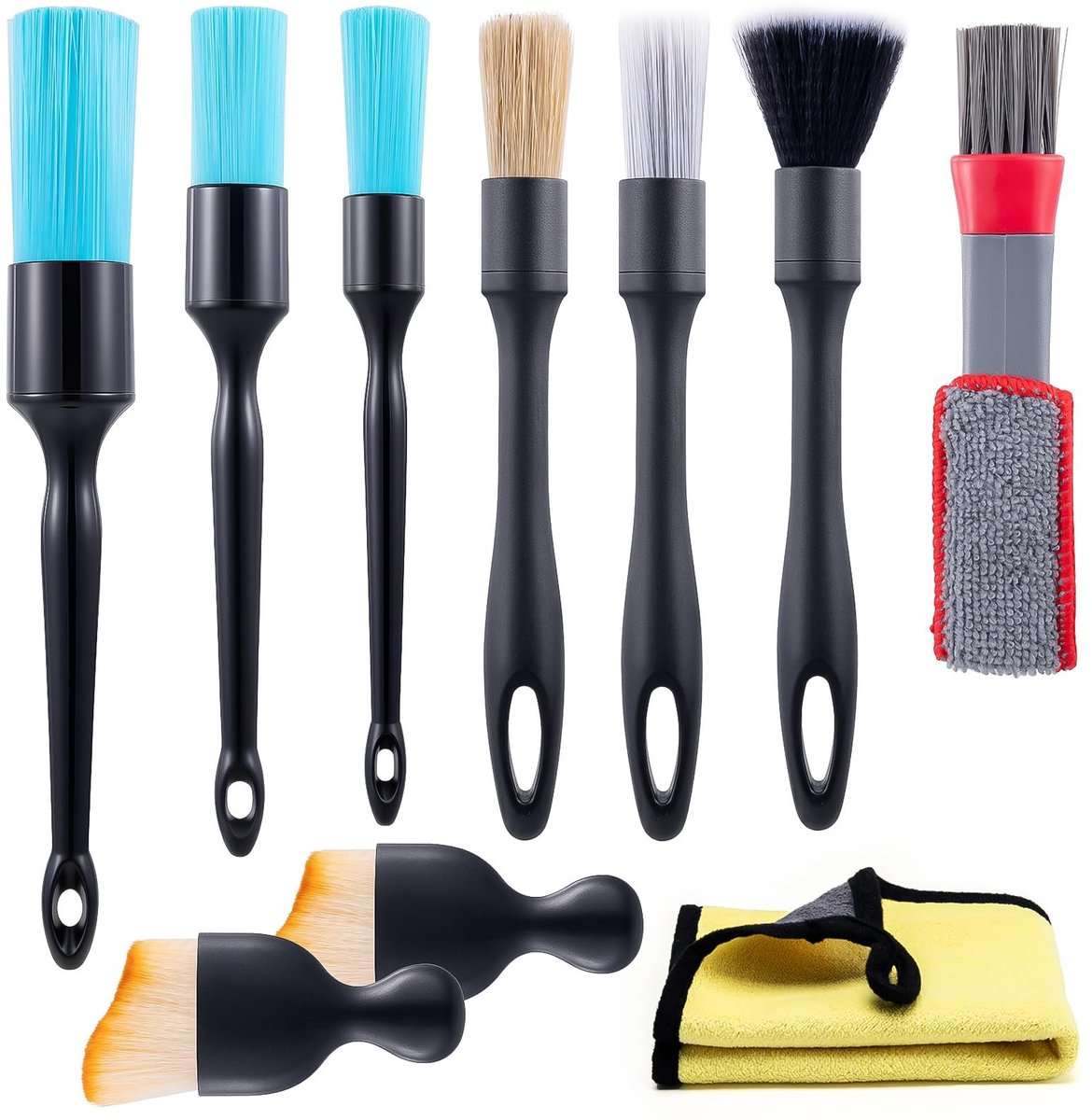 Omgoods - Set van 10 Auto Detailing Borstels en Microvezeldoeken