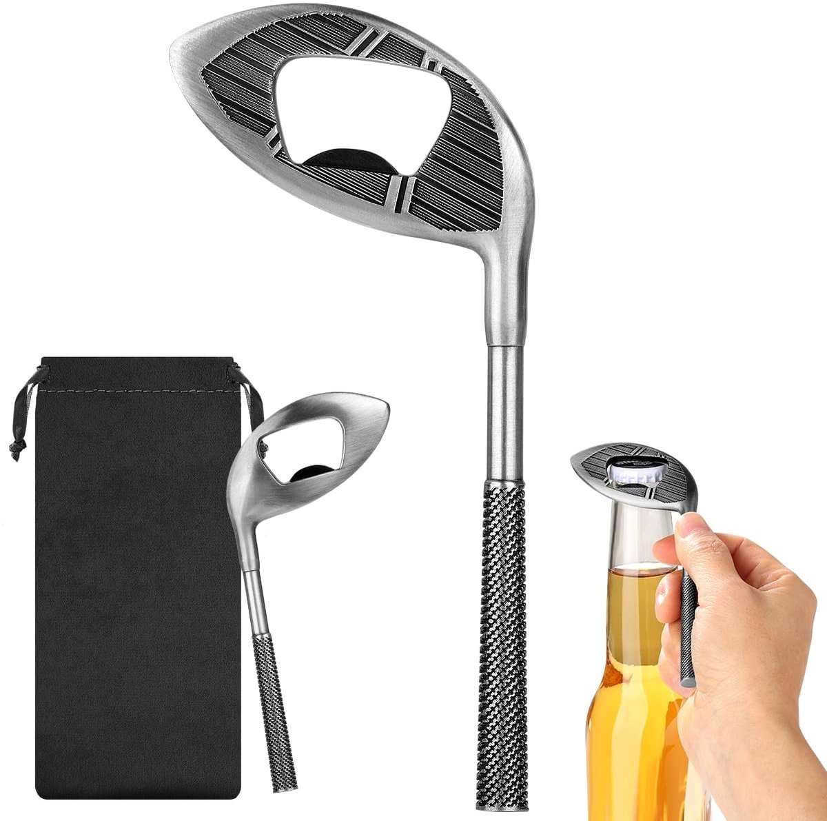 Omgoods - Zilveren Golf Flesopener voor Sportieve Drankmomenten