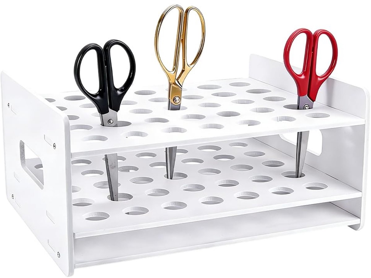 Omgoods - Schaarrek Organizer met 35 Gaten - PVC Opbergstandaard voor Thuis en Kantoor