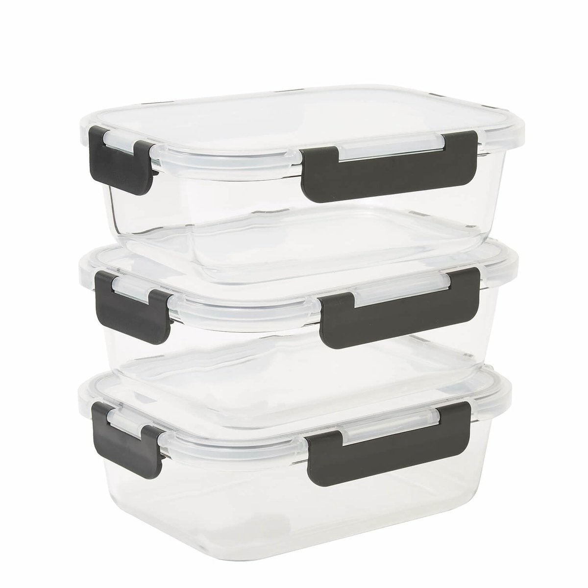 Omgoods - Set van 3 Glazen Opslagcontainers met Deksel