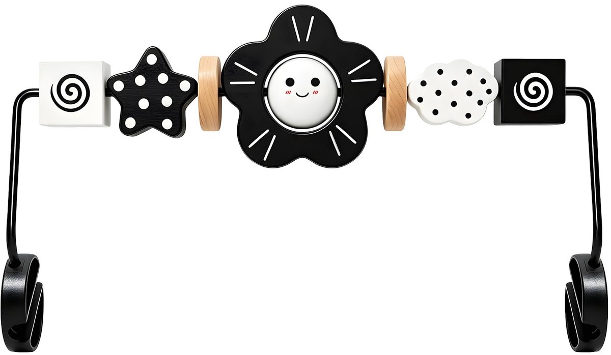 Omgoods- Speelboog Draaibaar - Houten Speelboog - Sensorisch Ontwikkelingsspeelgoed - Compatibel met BabyBjörn Wipper - Stabiele Metalen Stang - Fijne Motoriek Stimuleren - Speelgoed