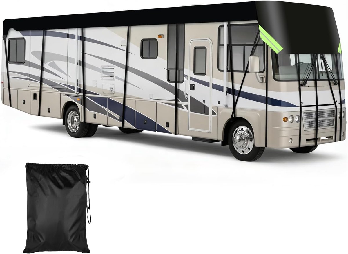 SnelShoppen - Caravan Cover 7.5 x 3 m, Waterdichte Motorhome Bescherming, UV-Bescherming, Weerbestendige Tarpaulin, 210D Oxford Stof met Reflecterende