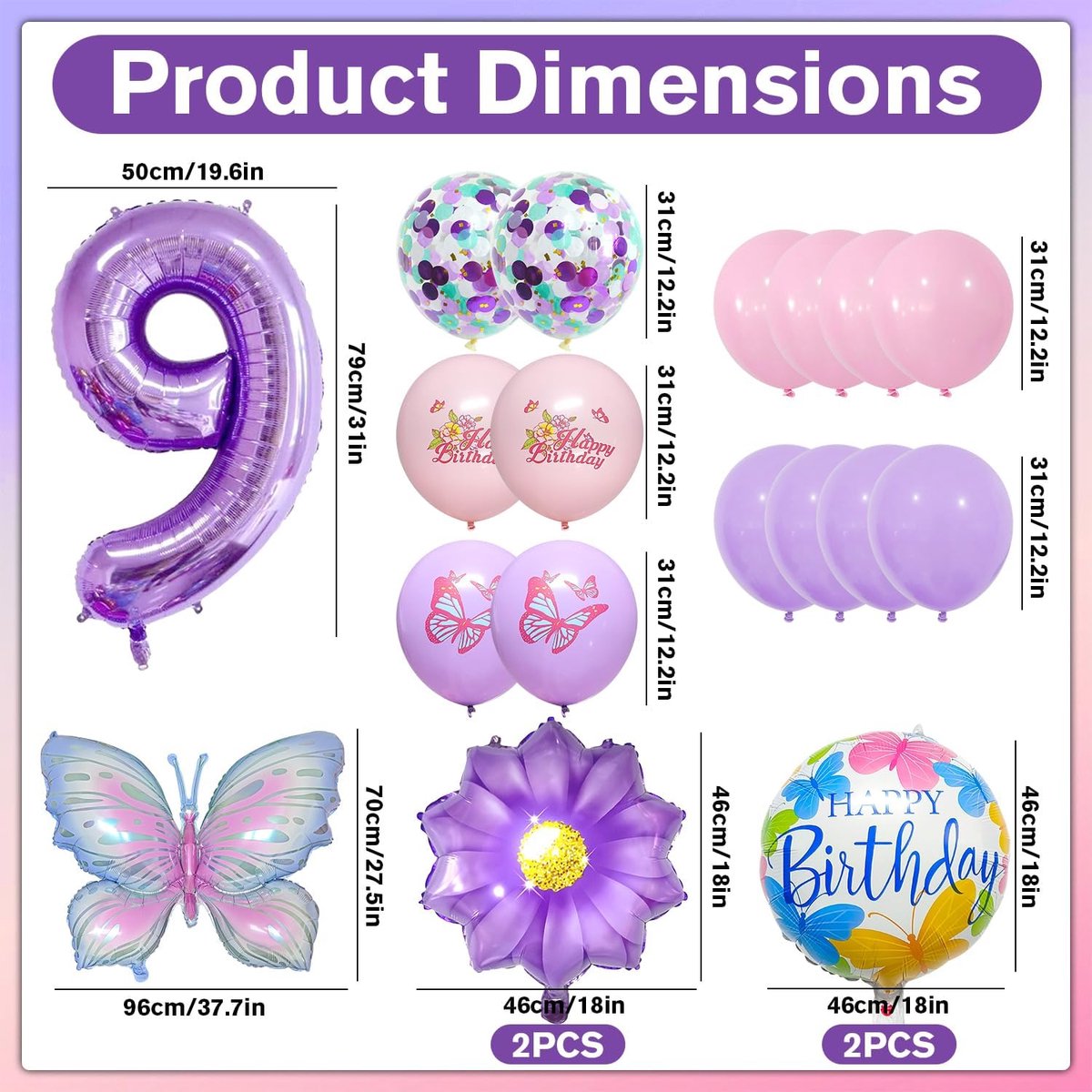 Pack of 20 Birthday Decoration Butterfly Girls Foil Balloons Butterfly Birthday Decoration Girls Purple Butterflies - ShopVlot