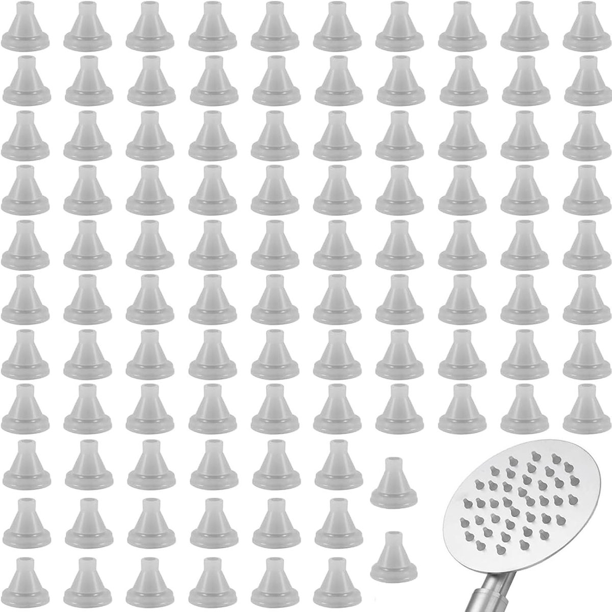 JCKD Pack of 100 Silicone Nozzles, Replacement Nozzles for Shower Heads, Shower Head Spare Parts, Universal Suitable - ShopVlot