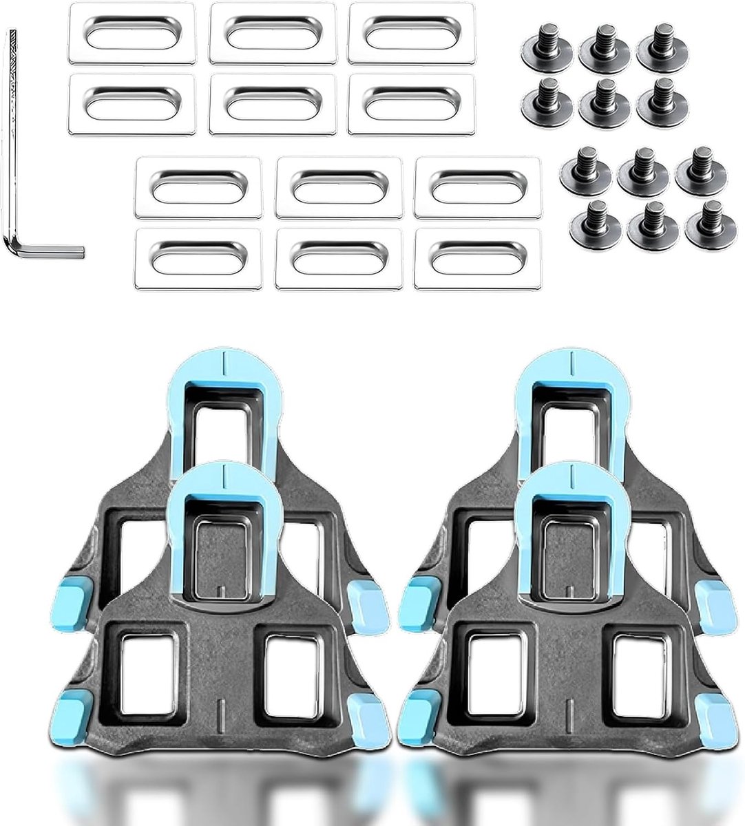 SnelShoppen - 2 paar pedaalplaten voor Shimano SPD SL, fietsCleats, Road Bike Pedal Plates, SM-SH10 SM-SH11 SM-SH12, blauw, hoogwaardig polycarbonaat