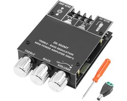 SnelShoppen - ZK-502MT Bluetooth Versterker HiFi Stereo 50W + 50W 2.0 Kanaal Audio Versterker met Bluetooth en AUX, DC 9-24V, met Hoogte en Bas Contro