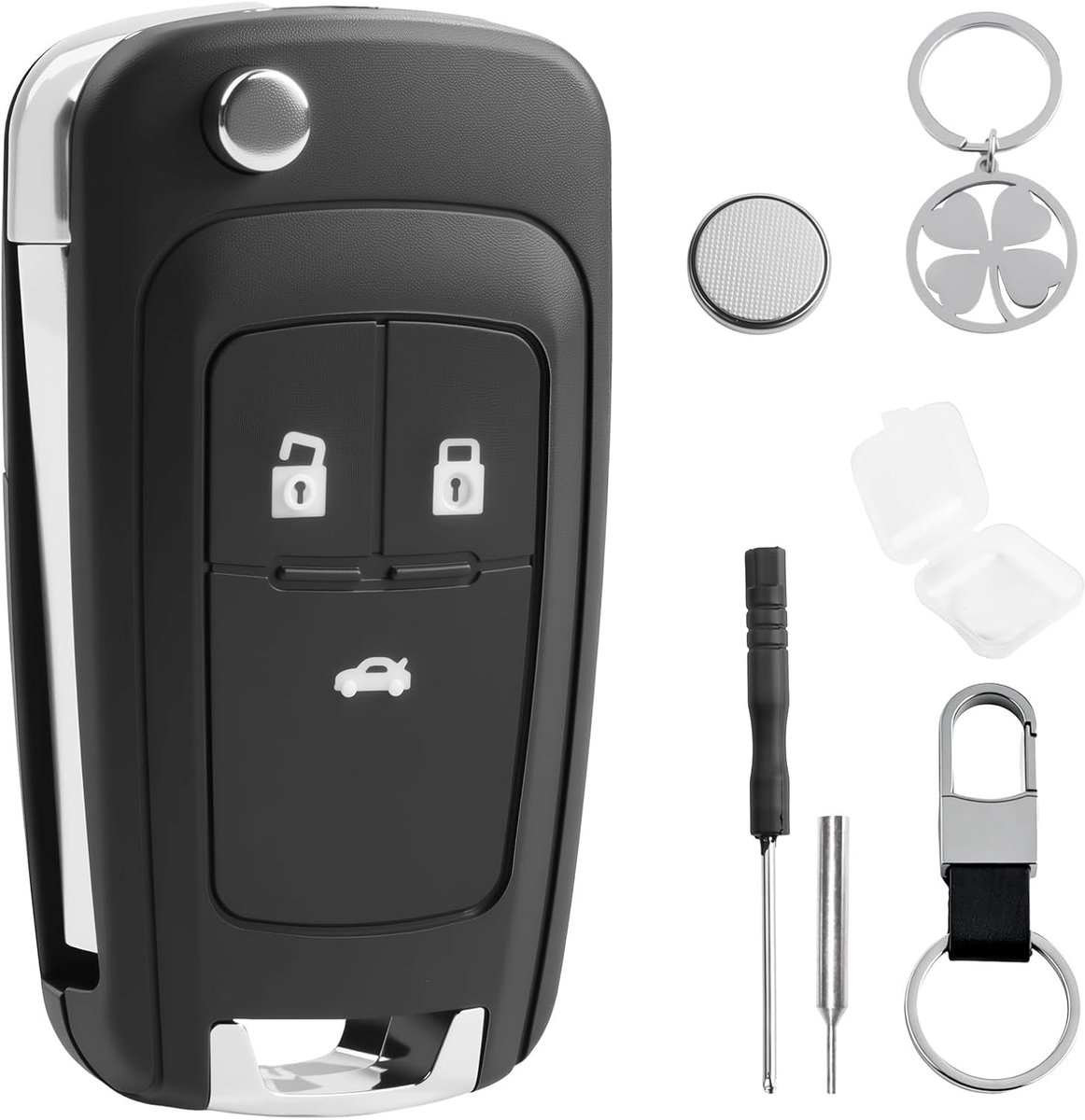 KingYH Car Key Case with 3 Keys Battery CR2032 and Pin Removal Tool Screwdriver Key Ring for Opel Insignia Astra J - ShopVlot
