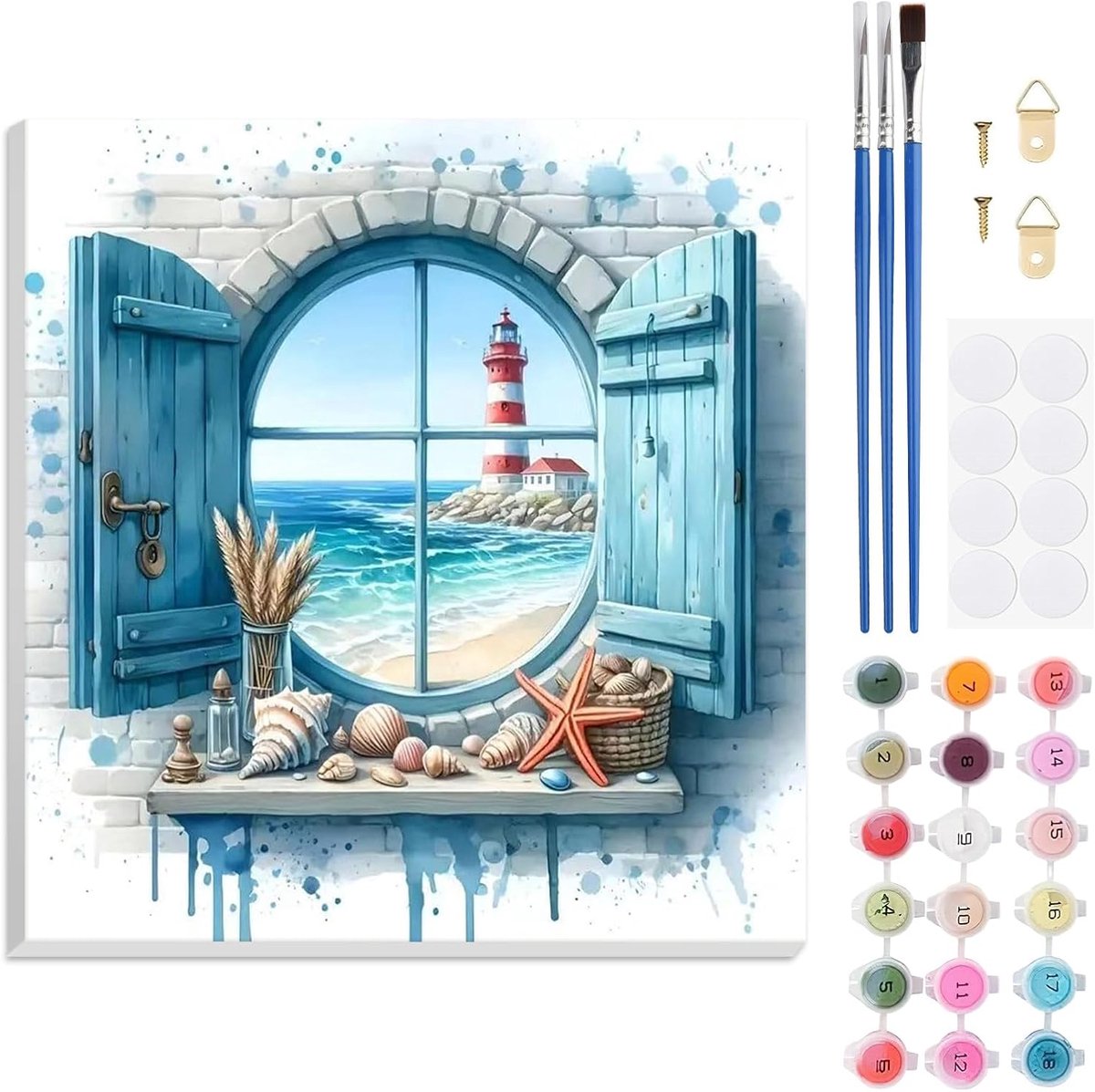 TLIOBLO Zomerverf op nummer, kits met frame voor volwassenen, beginners, doe-het-zelf raamlandschap schilderen op - ShopVlot