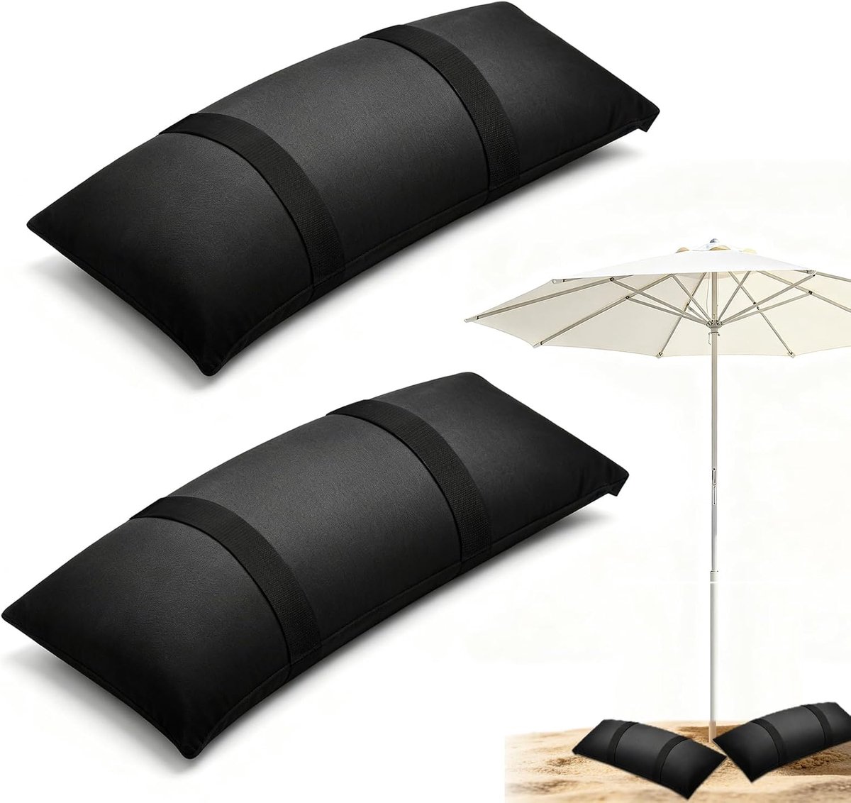 SnelShoppen - Zandzakken 2 stuks 20kg Vulling - Scheurvast Oxford-weefsel - Ideaal voor Parasol, Trampoline, Tuinmeubelen - 70x25cm - Waterafstotend