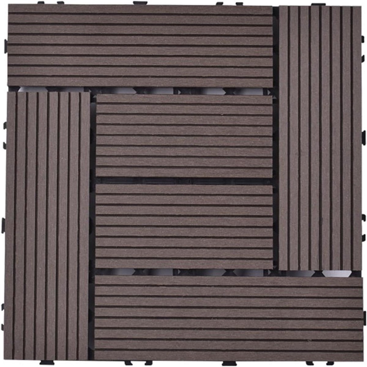 Houten Terrastegels - Vlondertegels Kliksysteem - Buitenruimte Verfraaien - Waterdicht & Duurzaam - 10 stuks - Koffiebruin