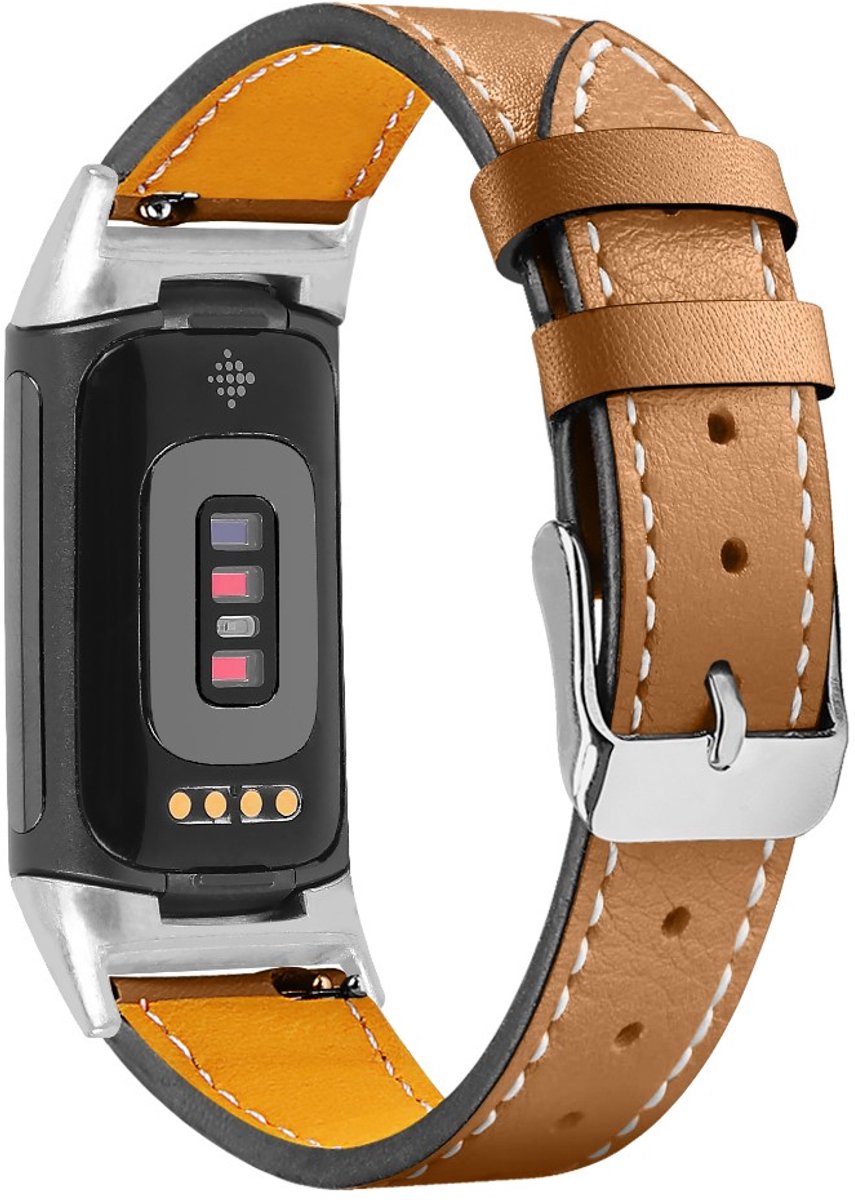 Fitbit Charge 5 armband echt leer Bruin