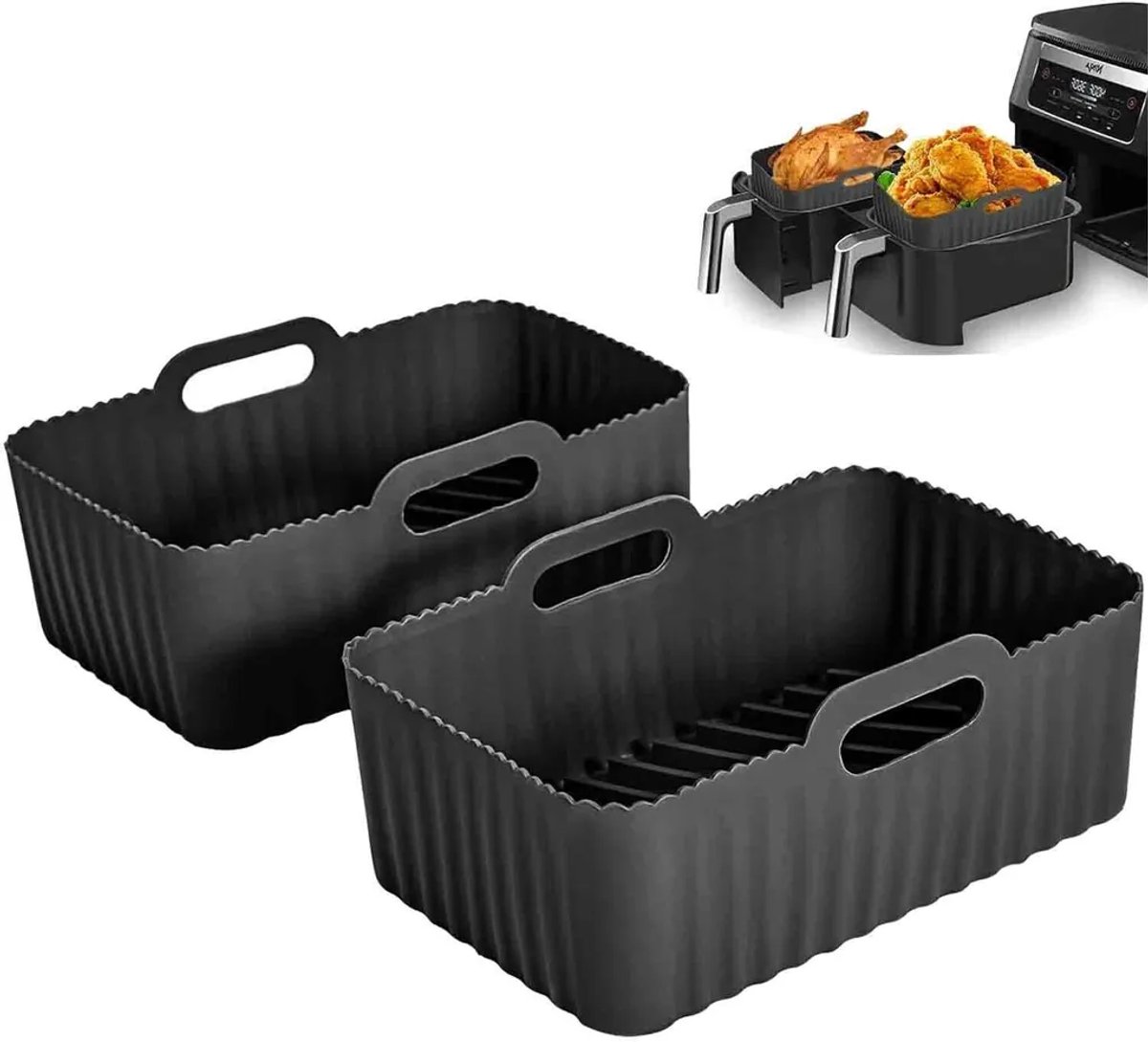 Siliconen bakvorm voor de airfryer, 2-delige accessoire set voor de airfryer, siliconen binnenpan met twee temperatuurzones voor de airfryer.