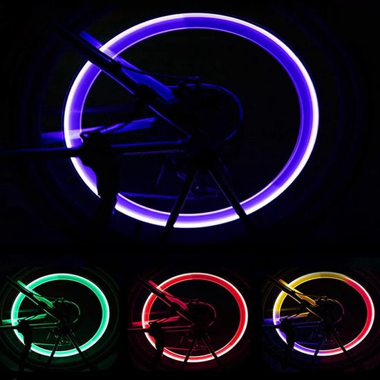 LED Fietslampen - Ventiel Lampjes - Veilig Fietsen - Trillingsgevoelig - 2 stuks - Meerkleurig — afbeelding 4