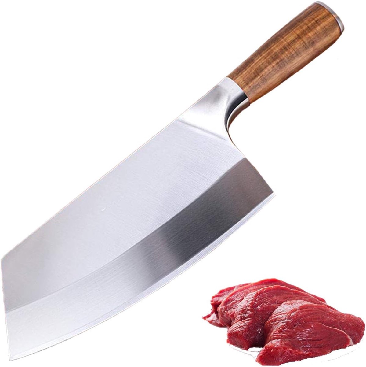 SnelShoppen - 8 Inch Keukenmes, Koksmes Roestvrij Staal met Pakkawood Handvat, Professioneel Hakmes voor Keuken en Restaurant, Inclusief Geschenkdoos