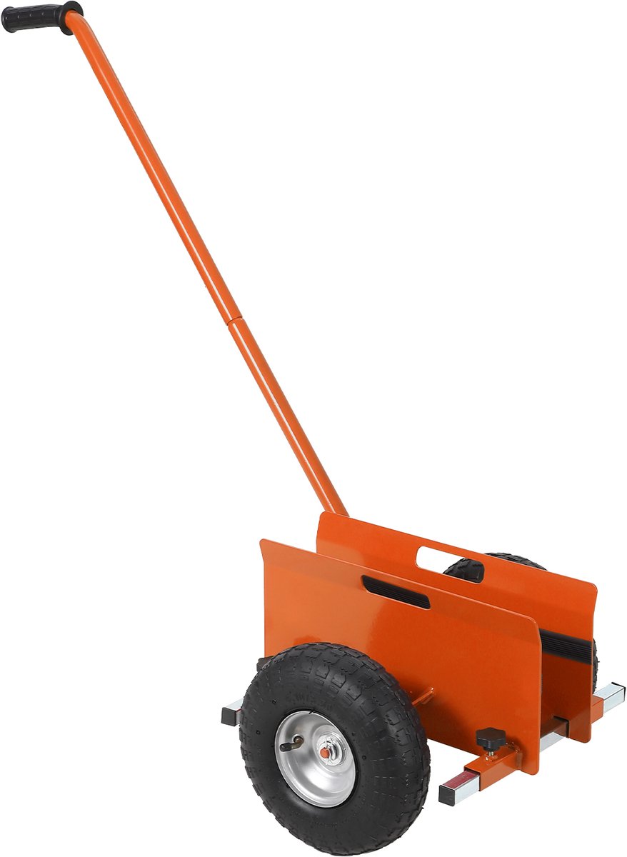 Industriële Plaatwagen Met Verlengde Stalen Handgreep - Draagvermogen 300 KG - 25,4 cm Rubber Wielen - Verstelbare Zelfspannende Klem Voor Gipsplaten, Multiplex En Deuren - Oranje-Rood