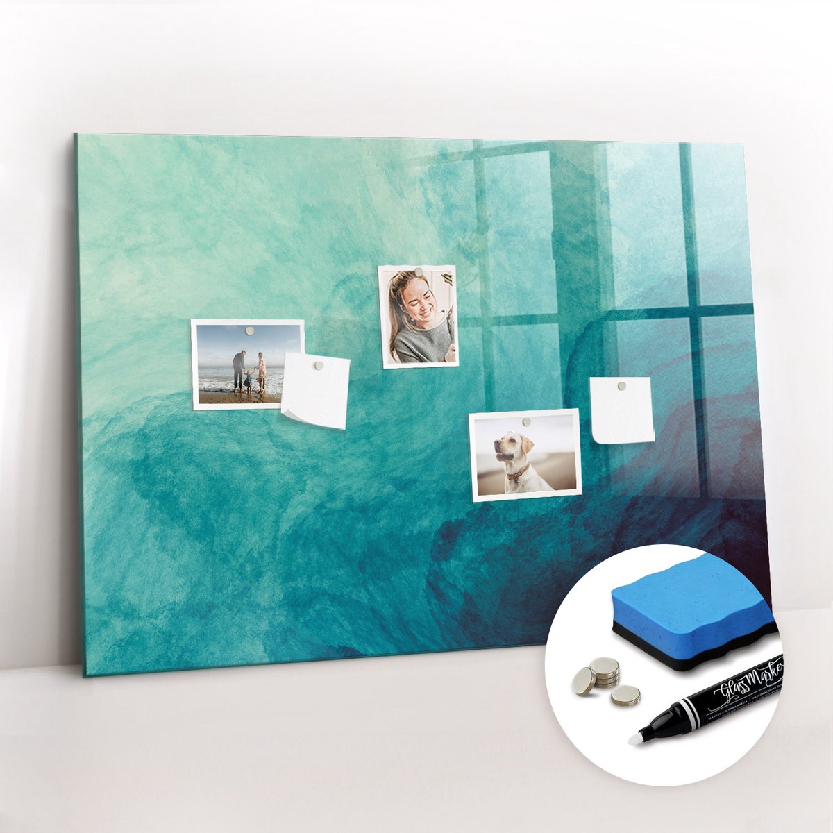 Tulup Whitebord - Abstractiediepte - 100 x 70 cm - Veelkleurig Memo Magneetbord - Gratis 5 Sterke Magneten + Whiteboard Marker & Wisser - Minimalistisch Prikbord - Magnetic Board - Notitiebord Werkplek