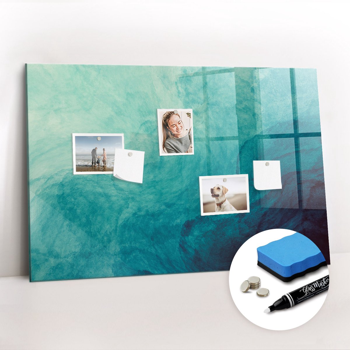 Tulup Whitebord - Abstractiediepte - 90 x 60 cm - Veelkleurig Memo Magneetbord - Gratis 5 Sterke Magneten + Whiteboard Marker & Wisser - Scandinavisch Design Bord - Magneetbord Design - Organiseer Je Bureau
