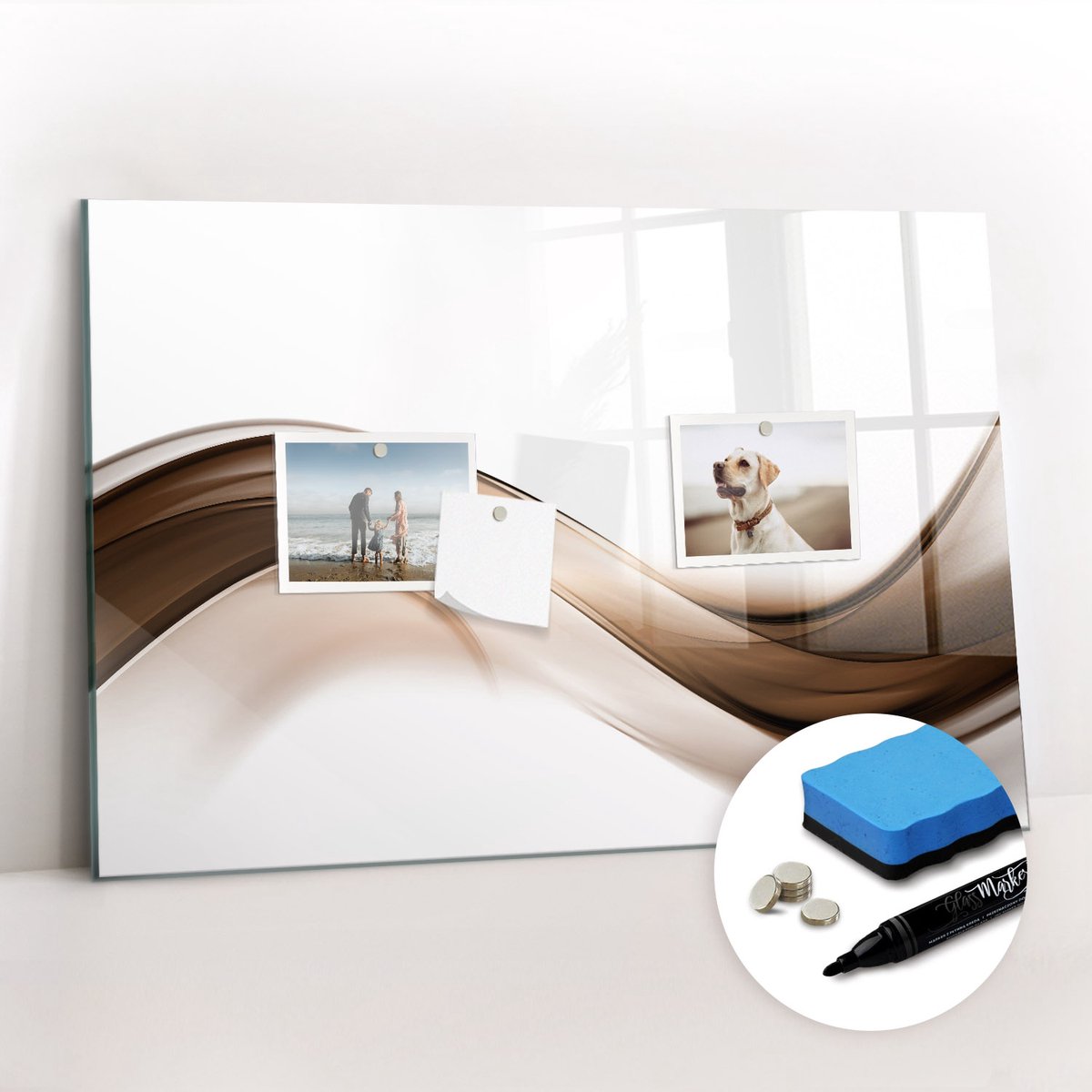 Tulup Whitebord - Abstracte lijn - 60 x 40 cm - Veelkleurig Magnetisch Wandbord - Gratis 5 Sterke Magneten + Whiteboard Marker & Wisser - Stylish Memo Board - Magnetisch Bord - Planning Muur