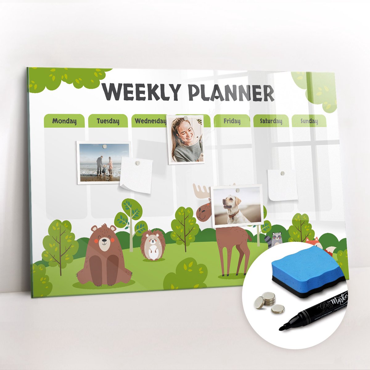 Tulup Whitebord - Lesplan voor school - 90 x 60 cm - Groente Magneetbord Keuken - Gratis 5 Sterke Magneten + Whiteboard Marker & Wisser - Industrieel Wandbord - Memo Bord - Inspiratiebord Kantoor