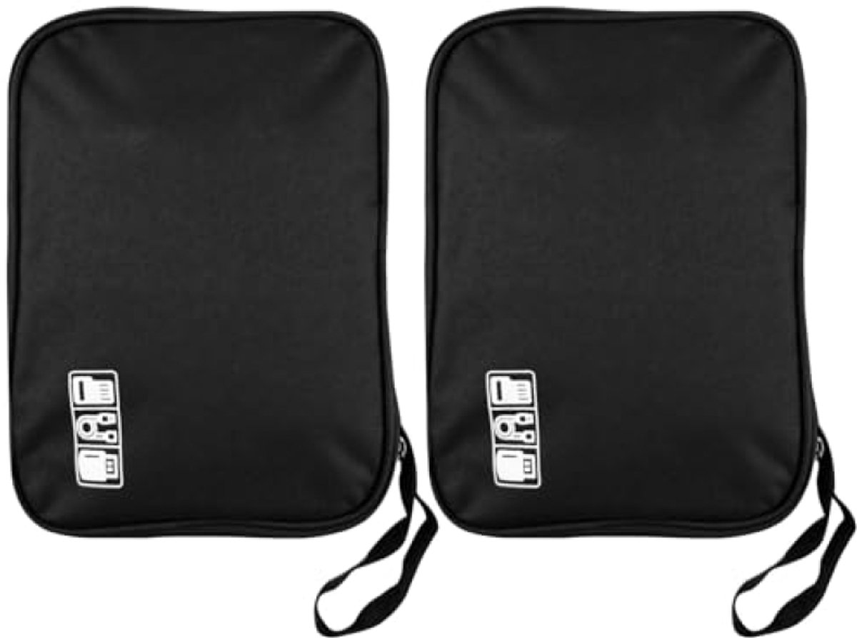 Huis Geluk 2 stuks Kabelorganizer Reistas - Oplader Organizer - Kabeltas voor Reis en Kantoor - Zwart