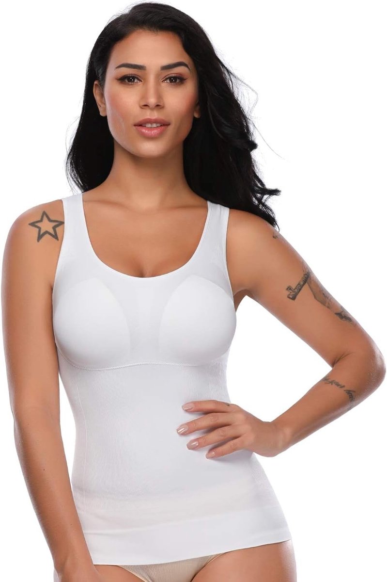 Dames Onderhemd met Verwijderbare Cups, Naadloze Tanktop en Buikvormende Shapewear voor Comfort en Ondersteuning