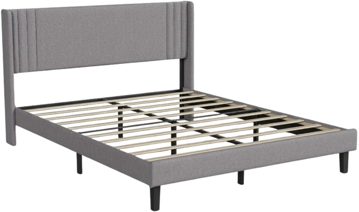 Bedframe 140 X 200 Cm - Grijs - Geschikt als Eenpersoons- of Tweepersoonsbed of Daybed - voor Kinderen, Tieners en
