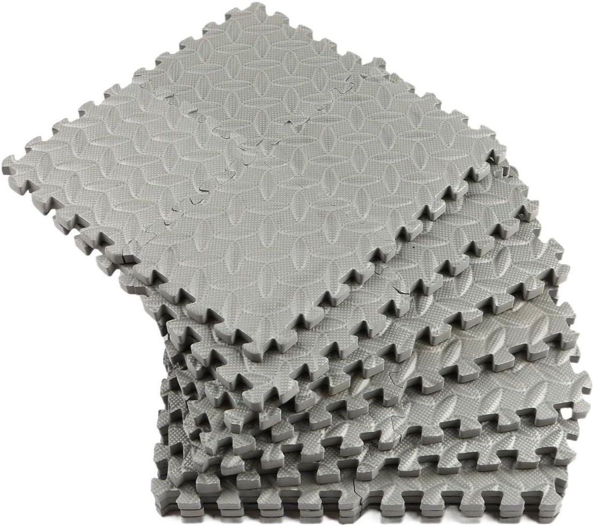 Vloermat - Beschermende Mat - Binnenshuis Sporten - Schokabsorberend - 36 stuks 15x15cm - Grijs