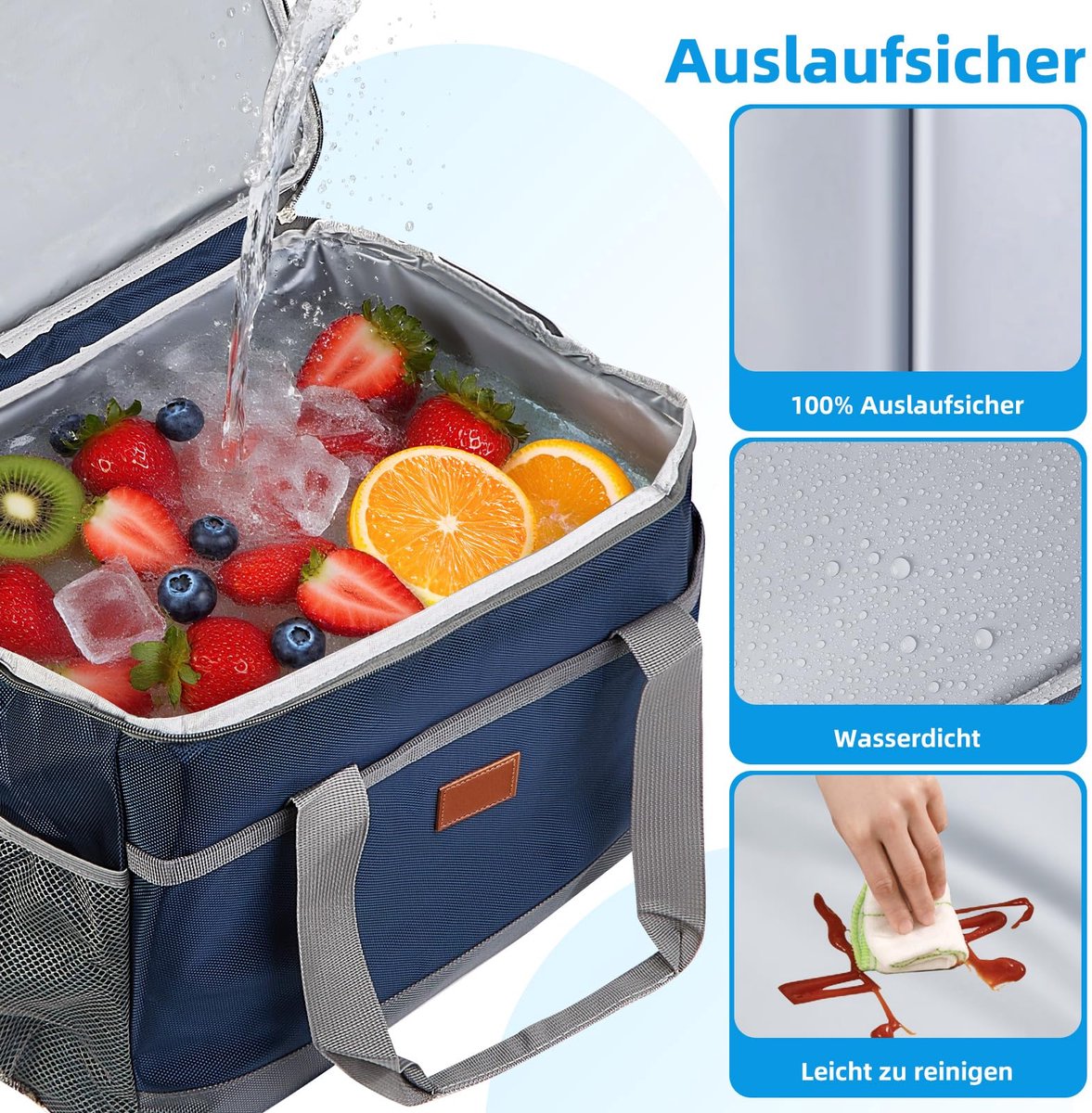 SnelShoppen - FOSER Koeltas 35 l - Groot, Thermotas, Opvouwbaar, Draagriemen, Lunchtas, Campingtas, Koelrugzak, Boodschappentas, Auto, Thermobox voor