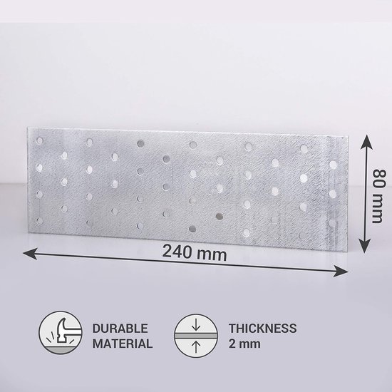 (Pack van 2 stuks) stalen platte schuifschakelaar verbindingsplaat 80 x 240 x 2 mm (2, geen schroeven) — afbeelding 3