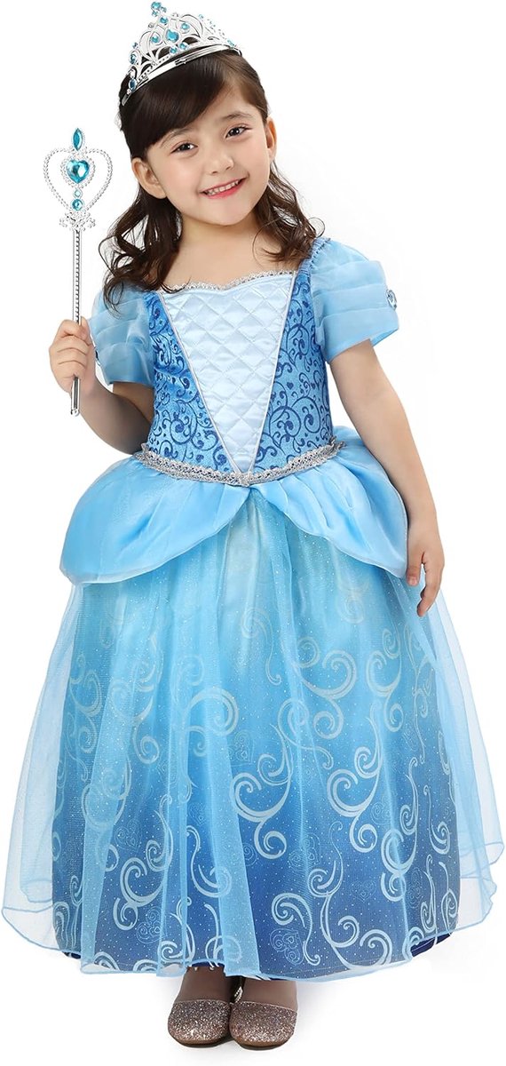 Prinses kostuum, Halloween/Kerstmis/Carnaval/Verjaardag/Partijen/Dagelijkse Meisjes Prinses Aankleden, Luxe Prinses Jurk met Accessoires voor Meisjes 2-12 Jaar Oud