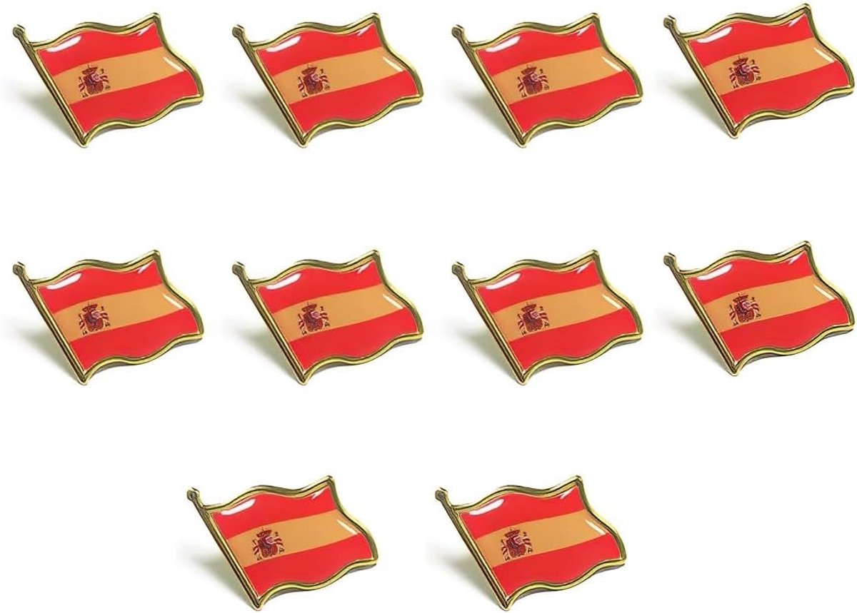 10 stuks Spanje broche met Spaanse vlag, Spaanse vlag pin badge metalen revers pin states van vlag revers pin vlaggenbadge