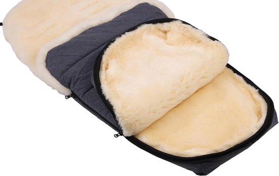 SnelShoppen - Lambskin Voetenzak voor Baby's, Buggy Voetenzak, Wind- en Waterdicht, Thermo-Regulerend, 2-Weg Rits, 95 x 40 cm, Grijs Melange, Ideaal v — afbeelding 2