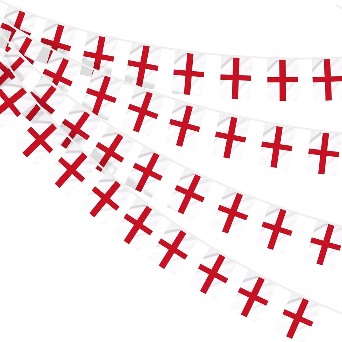 St George Cross Bunting 30 stks Engeland vlaggen, 33 ft Rechthoekige Engeland Bunting voor St. George's Day Vieringen, Voetbal Games Home Bar Party Decoraties (14 x 21 cm - 10 m, 1 Pack)