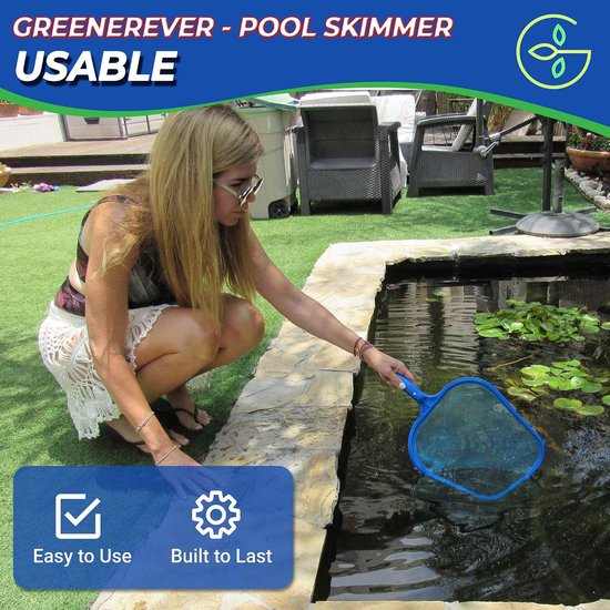 Skimmer Net met Poolstok (100 cm) Hot Tub Spa Leaf Cleaner Net Plastic omlijst fijnmazig net - Verwijdert gemakkelijk bladeren, puin, kleine deeltjes uit zwembaden, spa's, hottubs — afbeelding 4