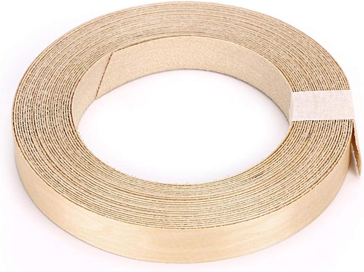 Berkenhout fineer, houten randtape, opstrijkfineer voor plank, kledingkast, deurframe, desktop, 19 mm x 15 m