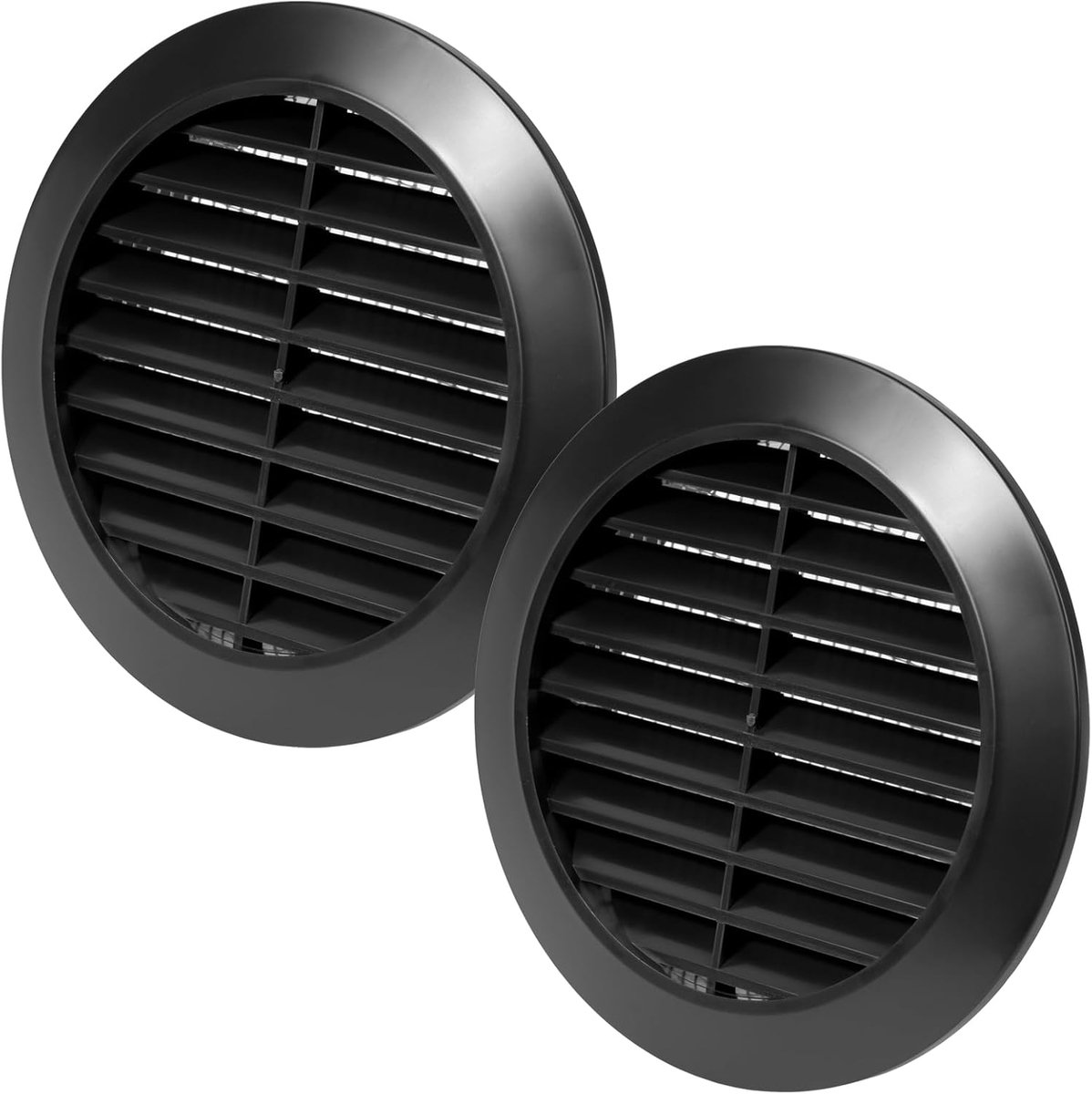 Systems 2 stuks 90 mm Zwart ventilatieafdekking – Ronde ventilatieopeningen – Rasterafdekking – Geïntegreerde bescherming tegen insecten – HVAC-ventilatieopeningen voor badkamer, kantoor aan huis