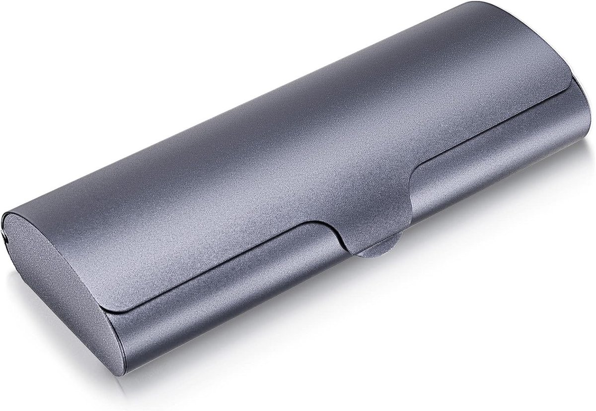 Brillenkoker hardcase aluminium, metalen leesbrillenkoker harde schaal zwart voor dames en heren