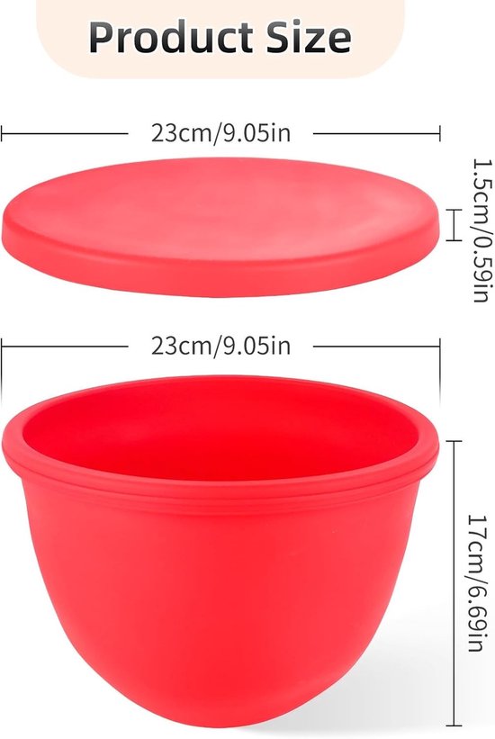 Keukenmachine Inzetstuk - Mixer Kom Accessoire - Bakken en Koken - Verdikte Flexibele Wand - 4.8L Kom - Rood — afbeelding 4