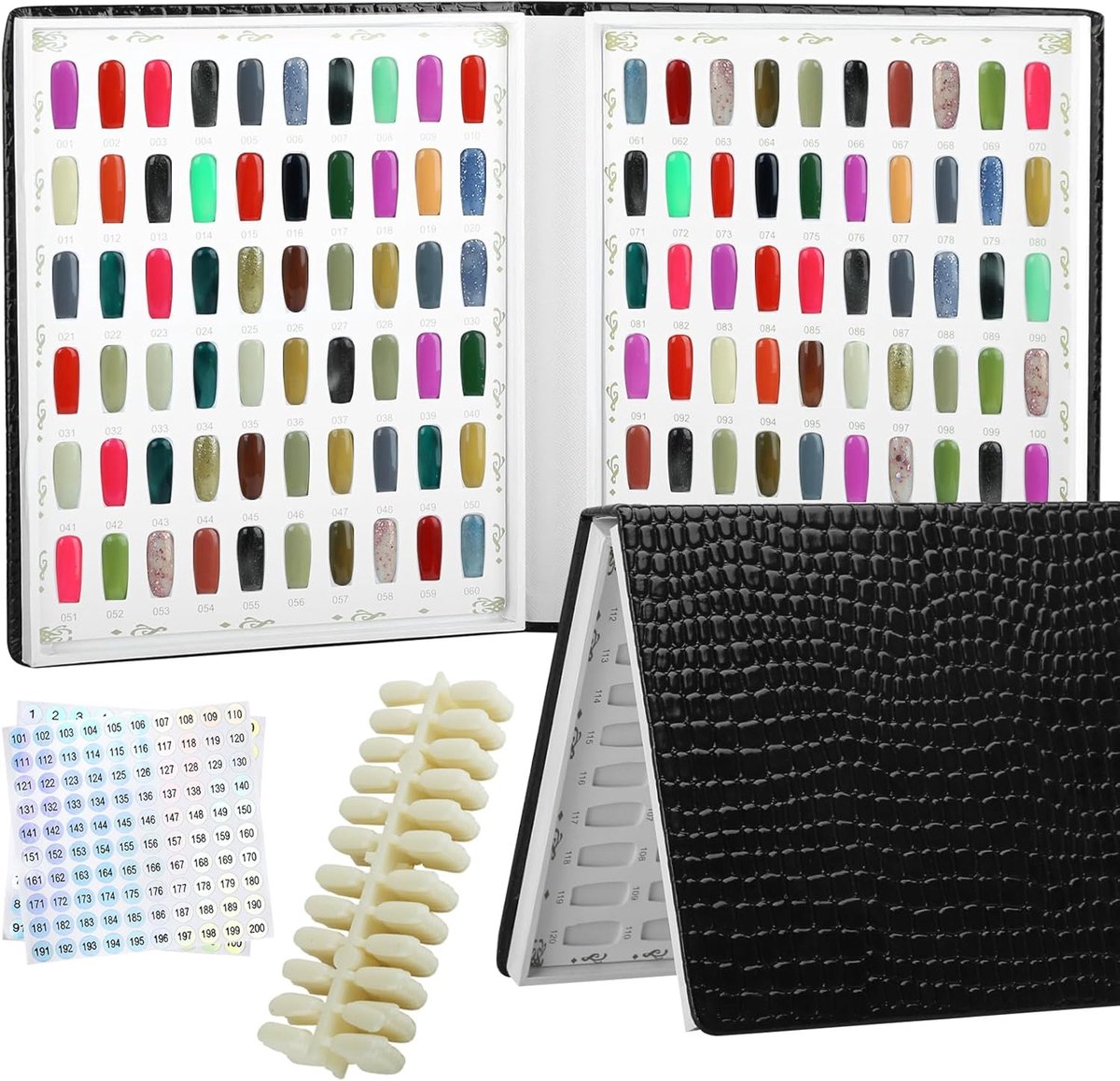 120 Nail Color Chart Display boek, kunststof nagelvlekken, nagelgelkleurenkaart met 240 stuks natuurlijke kleuren vervangende nagels nagelkunst voor nagelstudio's, doe-het-zelf nagelkunst thuis