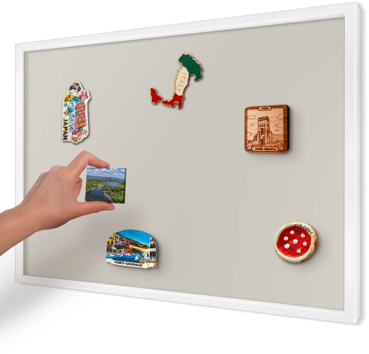 Artprintcave Romig Magneetbord mit Witte Lijst - 60x40 cm - Warme Steen Magneetbord Voor Keuken - Minimalist Notitiebord - Achtergronden En Patronen