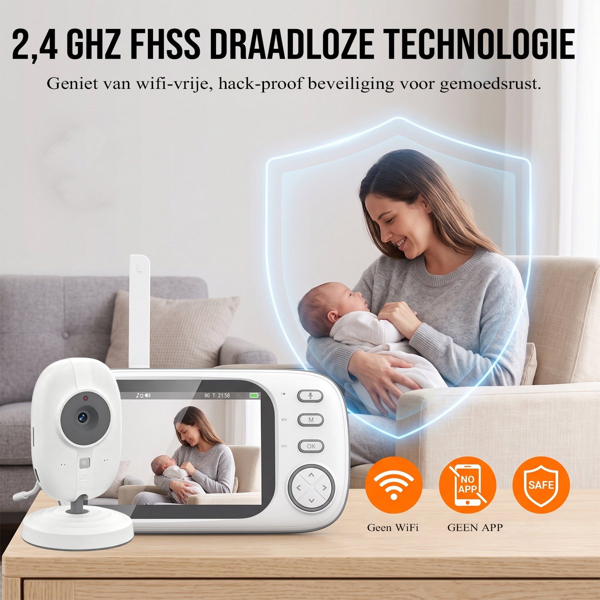 Fokelyi Babyfoon Met Camera - 3.5 Inch Baby Monitor Met Voeding Herinnering En 2000mAh thumbnail 5