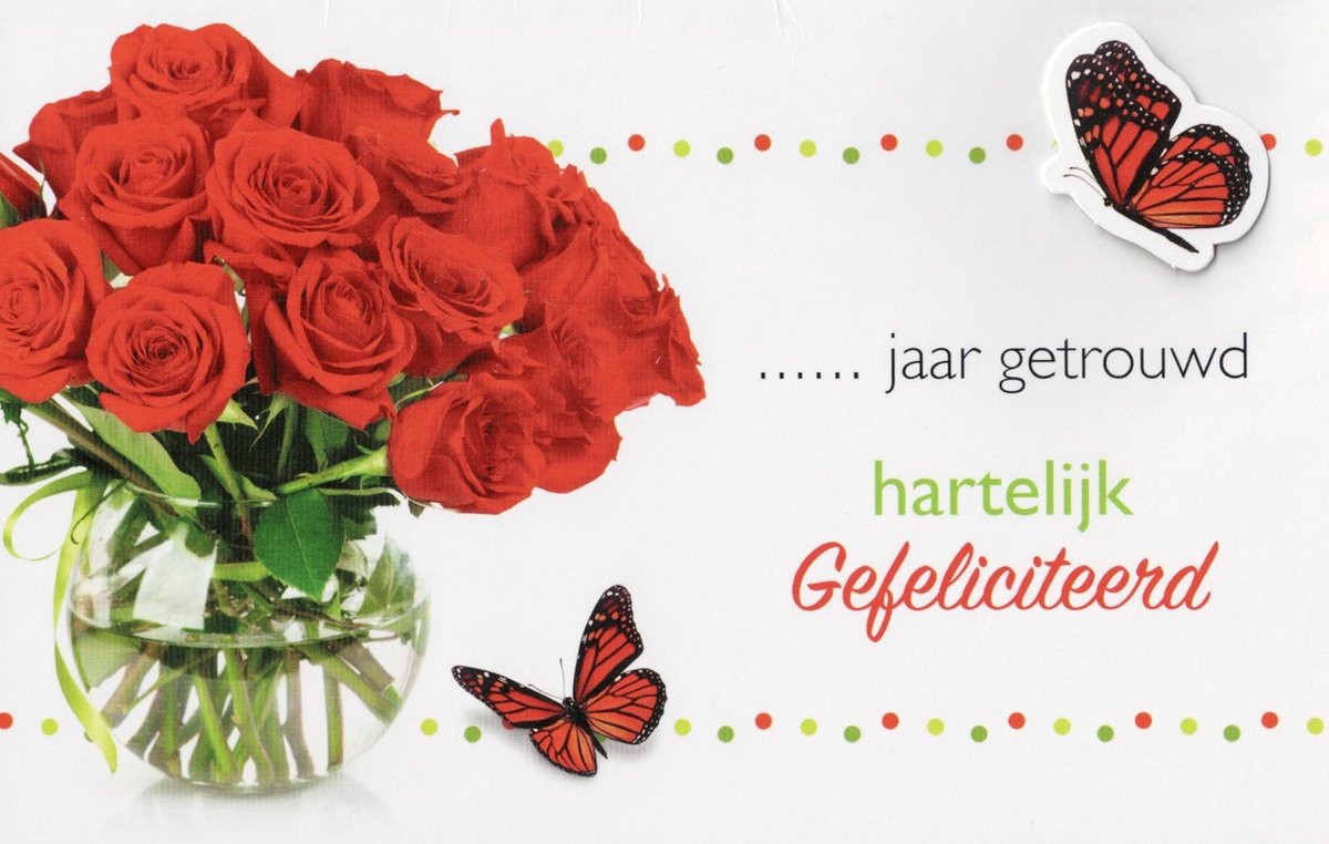 Wenskaart | 6 stuks | ADIOS applicatiekaart ...Jaar getrouwd, hartelijk gefeliciteerd (invul)
