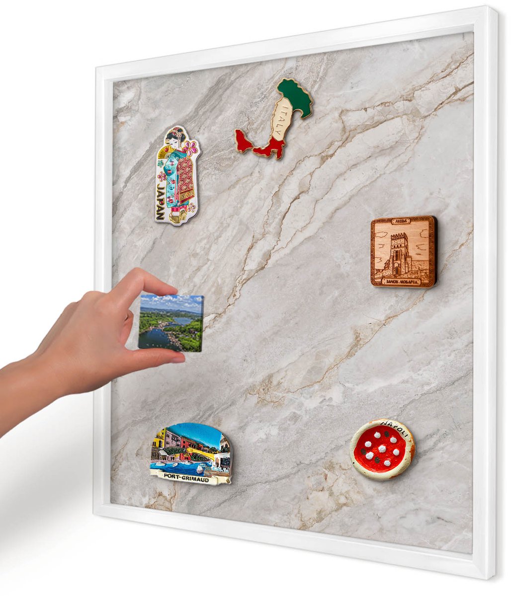 Artprintcave Grijs Magneetbord mit Witte Lijst - 50x50 cm - Marmeren Elegantie Magnetisch Bord - Modern Wandbord Magnetisch - Texturen