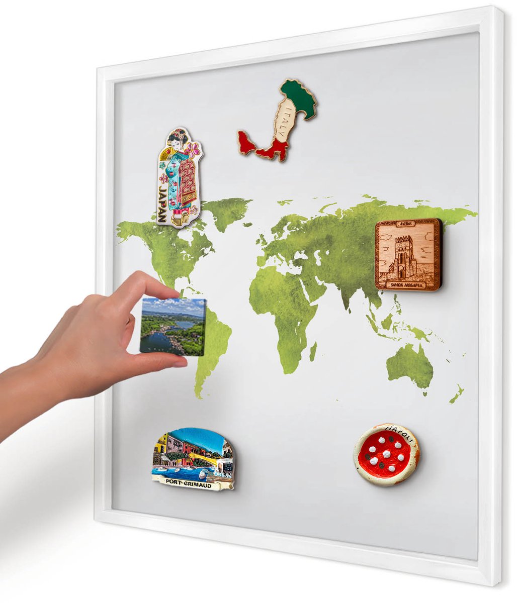 Artprintcave Groente Magneetbord mit Witte Lijst - 50x50 cm - Groene Kaart Bord Voor Magneten - Waterverf Memobord Keuken - Kaarten