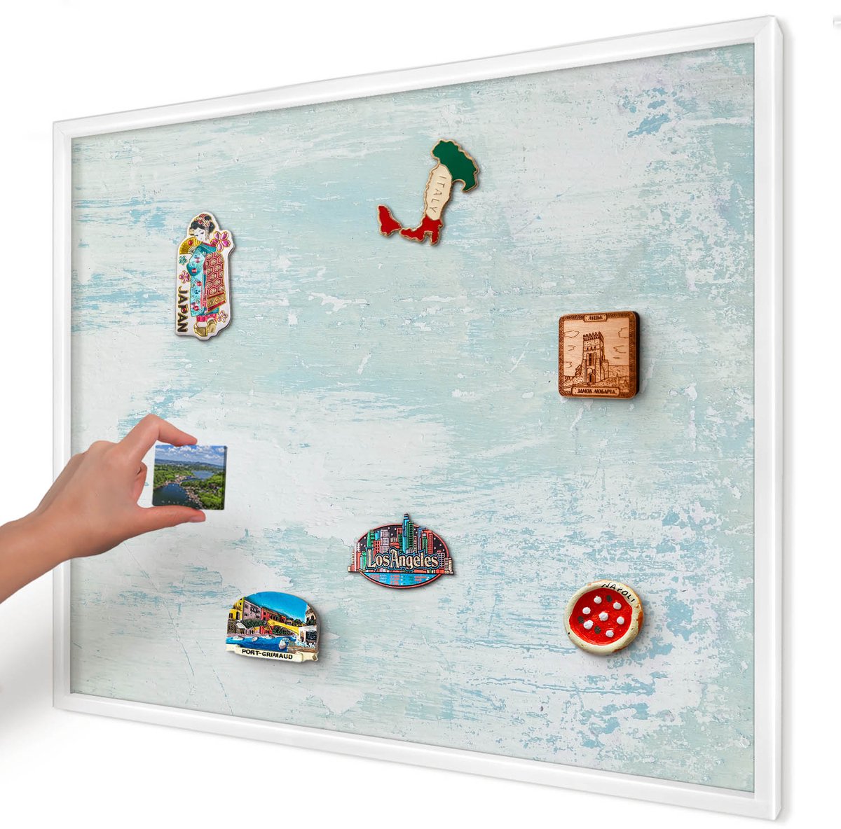 Artprintcave Wit Magneetbord mit Witte Lijst - 80x60 cm - Pastelkleurige Schaafwonden Magnetische Organizer - Minimalist Magnetisch Bord Voor Magneten - Texturen