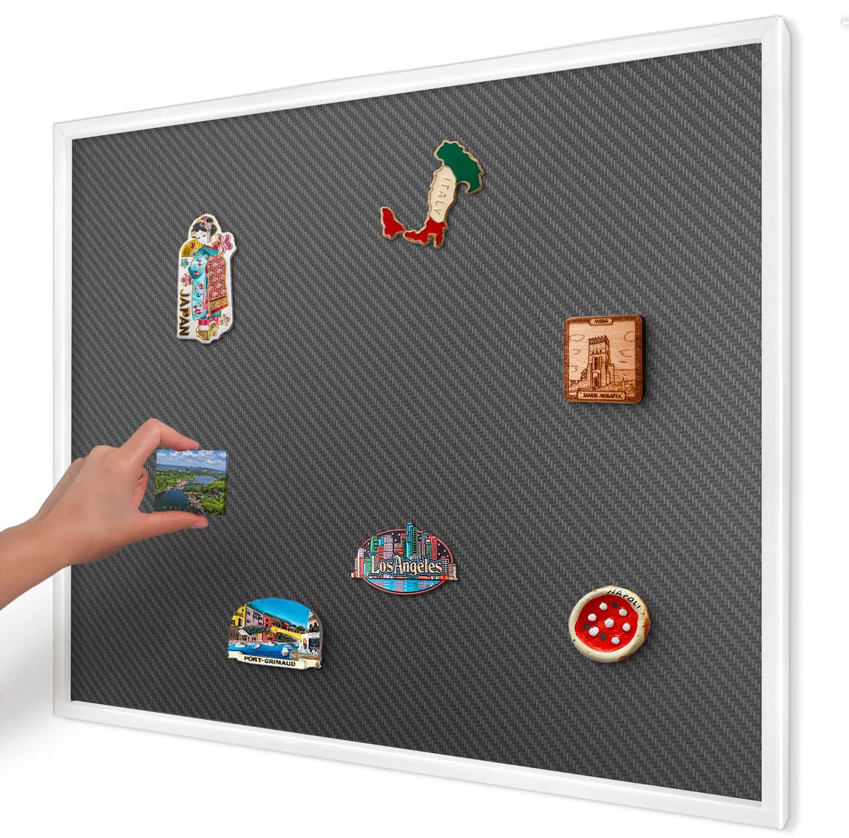 Artprintcave Zwart Magneetbord mit Witte Lijst - 80x60 cm - Geometrische Textuur Bord Voor Magneten - Minimalist Magnetisch Bord Voor Magneten - Texturen