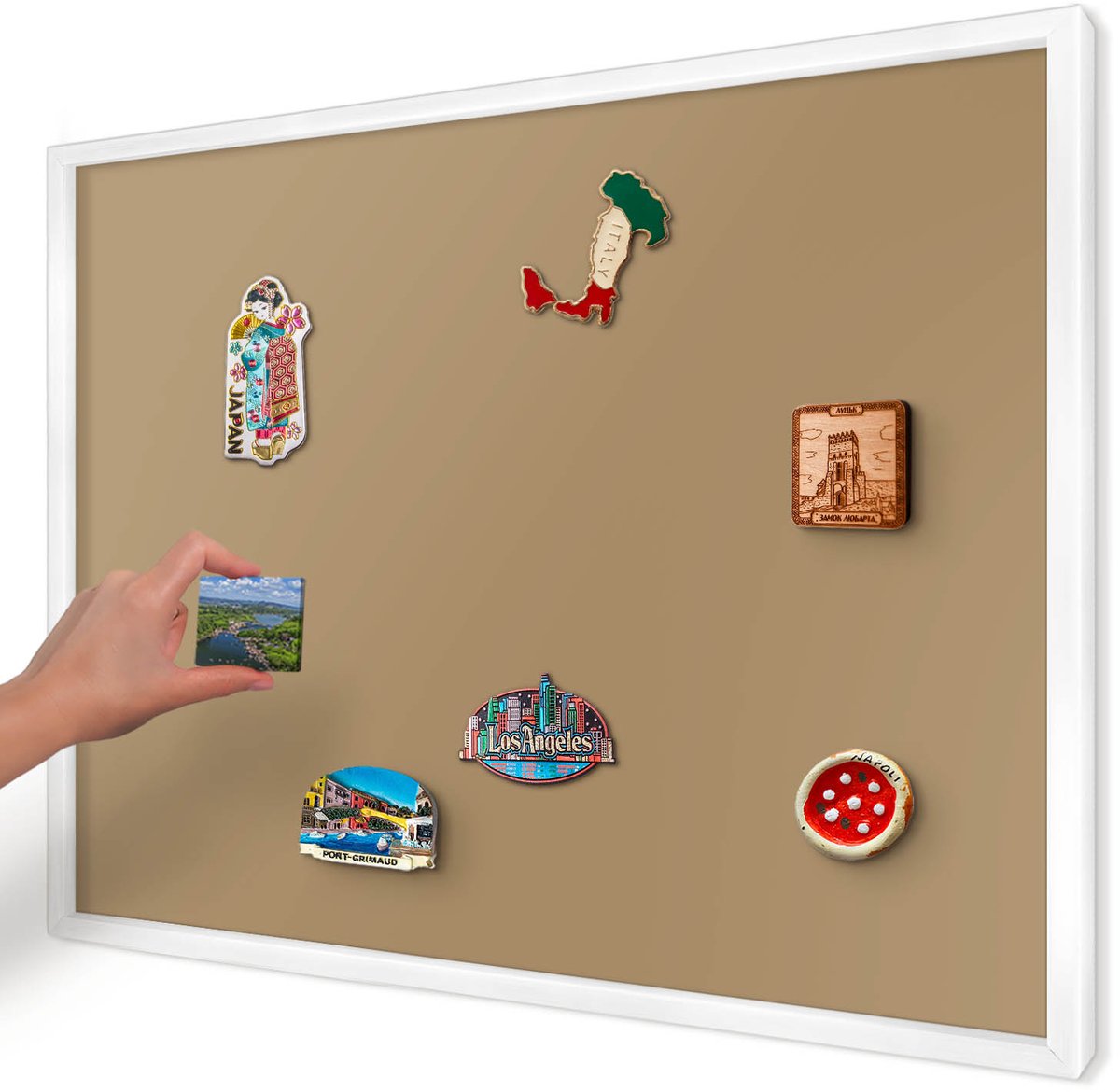 Artprintcave Bruin Magneetbord mit Witte Lijst - 70x50 cm - Bruine Kleur Magnetisch Bord Voor Magneten - Minimalist Bord Voor Magneten - Achtergronden En Patronen