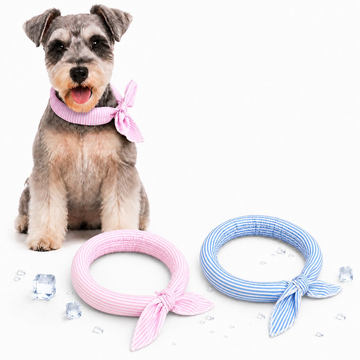 Koelhalsband Hond Set van 2 - Verkoelende Halsband voor Honden en Katten - Handige Koelsjaal voor Honden tegen Hitte - Ademende Hondenkoeling voor de Zomer-Blauw en roze