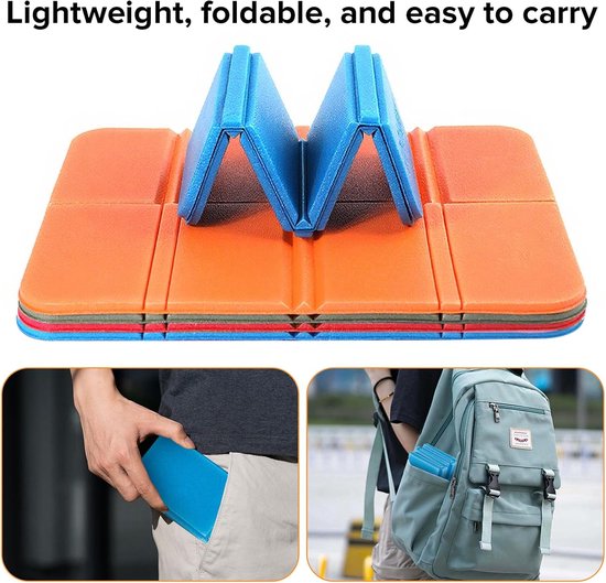 SnelShoppen - 3-delige Vouwbare Buitenzitkussen Set - 37x27cm - Ruimtebesparend - Ideaal voor Camping, Tuin, Feest - Opbergbaar in Tas - Comfortabel e — afbeelding 3