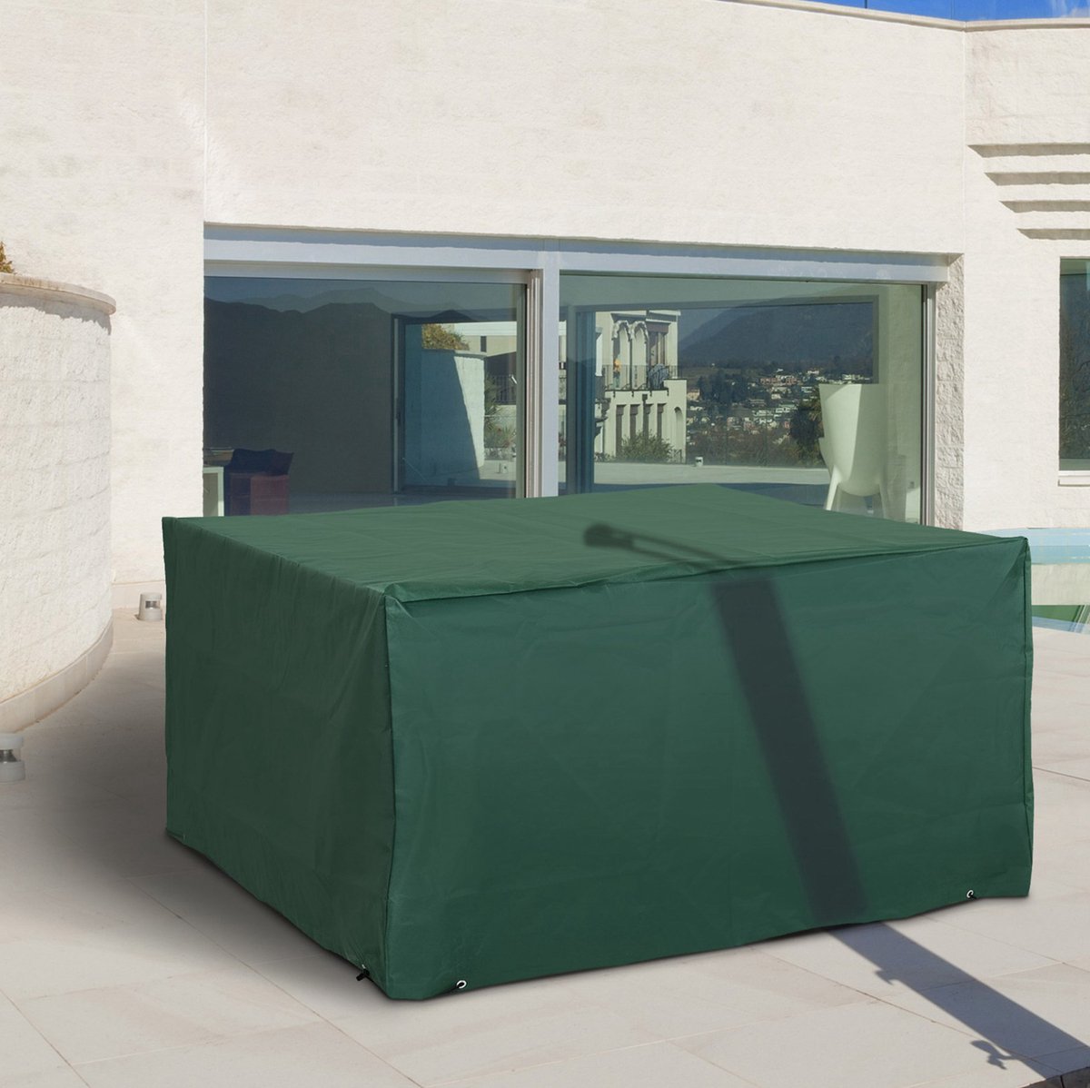 COVREO Tuinmeubelhoes 135x135x75 cm groen, Oxford stof met trekkoord